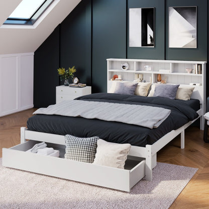 Uittrekbed 140x200 cm – Logeerbed – Opklapbed – Uitklapbed – Guestbed – Met Opberglades – Met Stevig Metalen Frame – Geen Assemblage Nodig