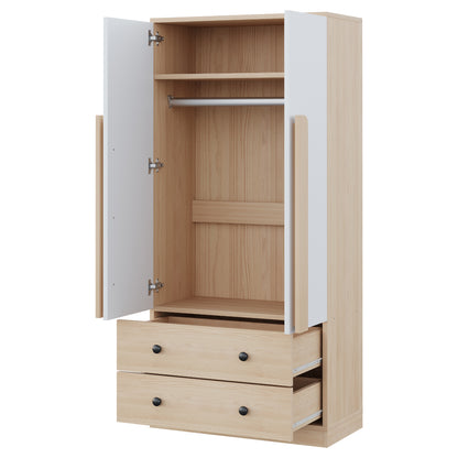 Kledingkast – Garderobekast – Linnenkast – Kleerkast – Kapkast – Dubbele Deuren en Lades – Compact Metaal 70x40x170 cm Gemengde Kleur