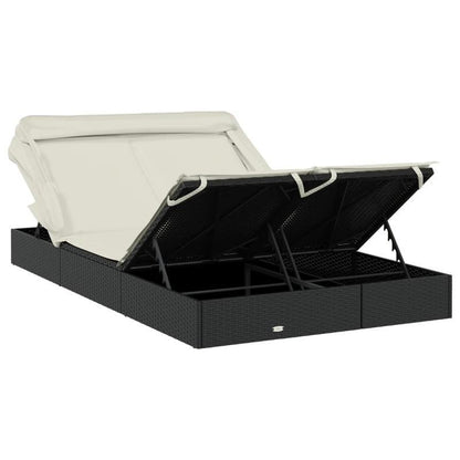 2-persoons Ligstoel – Tweezits Strandstoel – Buitenbank – Zonnescherm Stoel – Opvouwbare Relaxstoel – Inklapbaar Zonnedak – Weerbestendig Materiaal – 213x118x97 cm