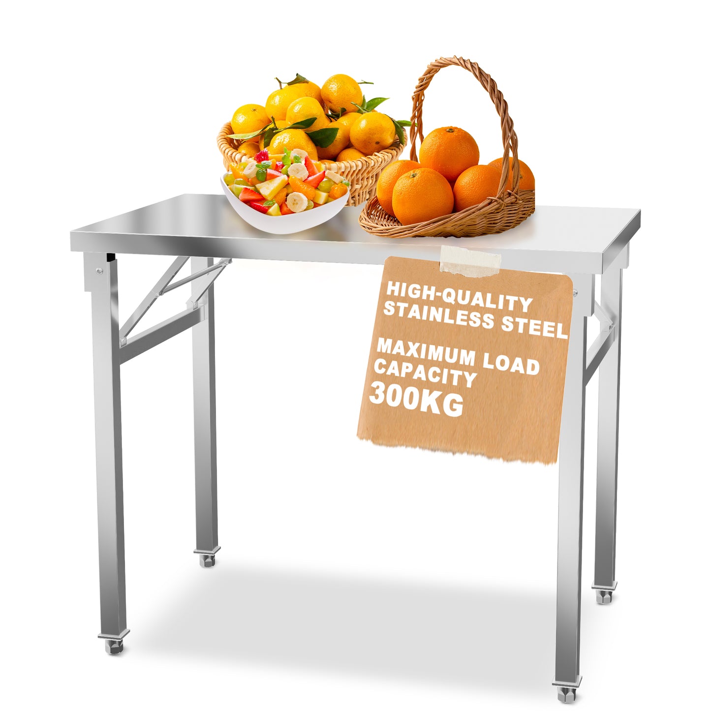 Stainless Steel Workbench Foldable Kitchen Workbench 60x100cm/60x120cm/70x120cm Stainless Steel Workbench Kitchen Workbench with Maximum Load Capacity of 300kg,  Compact Design, Rustresistant Material, Utility Workbench, Mult