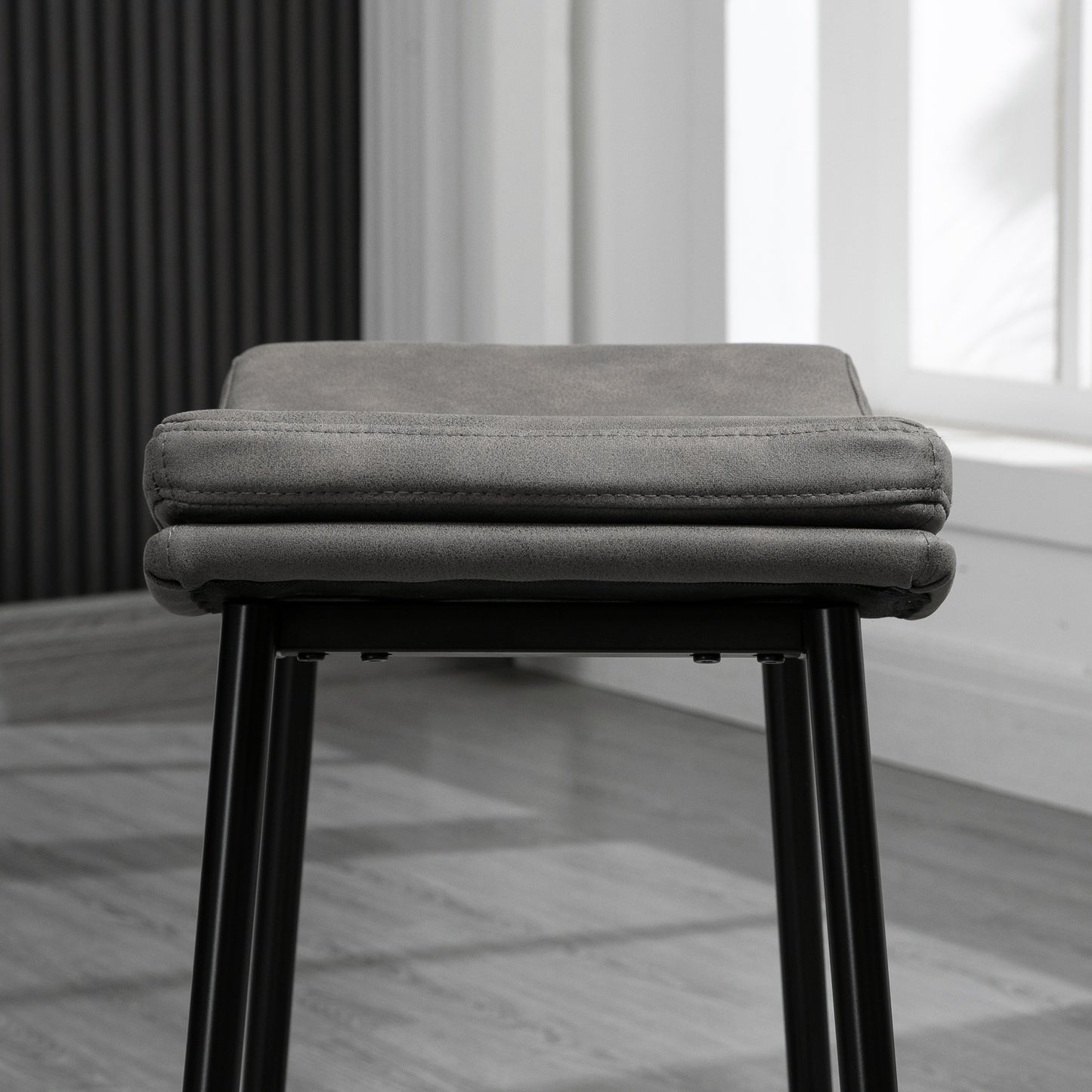 Barstoel – Barkruk – Keukenstoel – Barkruk – Zitkruk – Gestoffeerde Zitting – Stalen Frame – 120 Kg Belastbaar – Grijs – Set van 2