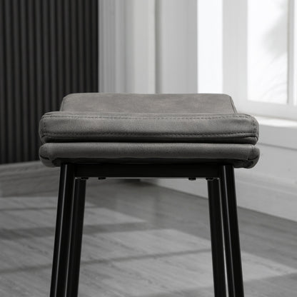 Barstoel – Barkruk – Keukenstoel – Barkruk – Zitkruk – Gestoffeerde Zitting – Stalen Frame – 120 Kg Belastbaar – Grijs – Set van 2