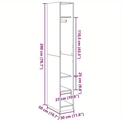 Wardrobe 30X50X200 Cm Treated Wood Concrete Gray