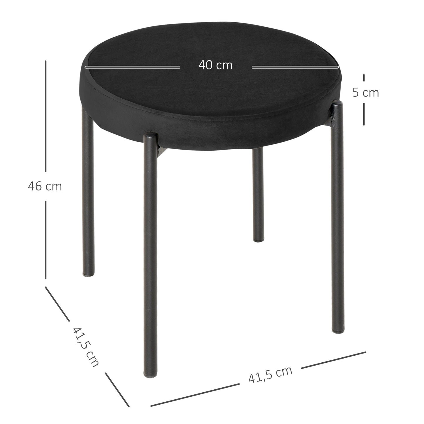 Eetkamerstoel – Stoel – Kuipstoel – Meubel – Zitstoel – Zwarte Velvet Bekleding – Stapelbaar & Lichtgewicht – 41,5x41,5x46 cm