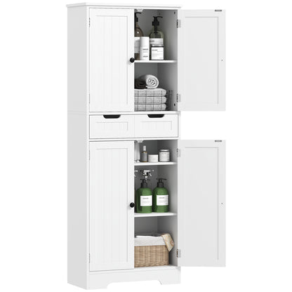 Badkamerkast – Opbergkast – Kolomkast – Wastafelonderkast – Badkamermeubel – Hoogwaardig MDF – Verstelbare Planken 60x30x160 cm – Wit