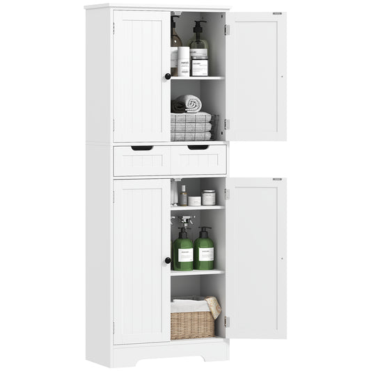Badkamerkast – Opbergkast – Kolomkast – Wastafelonderkast – Badkamermeubel – Hoogwaardig MDF – Verstelbare Planken 60x30x160 cm – Wit