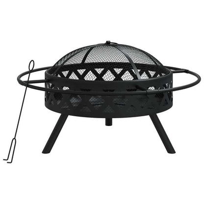 Vuurschaal – Buitenhaard – Tuinhaard – Vuurkorf – Vuurton – Zwart – 70 cm XXL – Duurzaam Staal – Inclusief Vuurschep