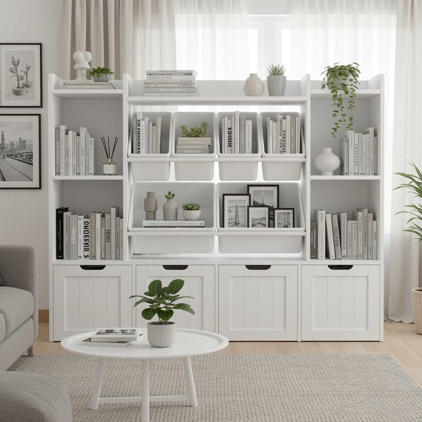 Boekenkast – Opbergkast – Boekenrek – Vakkenkast – Opbergrek – Hout – 6 Lades Met Verwijderbare Dozen – Mobiel Met Wieltjes – 68,58 cm Hoog – 90 Liter Inhoud