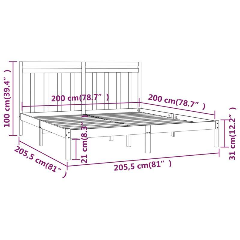 Modern Bianco White Bed Frame - Heavy-Duty Hardwood Platform Bed with Easy Assembly, Queen Size (200x200cm), Minimalist Design for Contemporary & Scandinavian Bedrooms - Durable Wooden Furniture, Sleek Wooden Construction