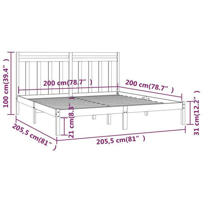 Modern Bianco White Bed Frame - Heavy-Duty Hardwood Platform Bed with Easy Assembly, Queen Size (200x200cm), Minimalist Design for Contemporary & Scandinavian Bedrooms - Durable Wooden Furniture, Sleek Wooden Construction