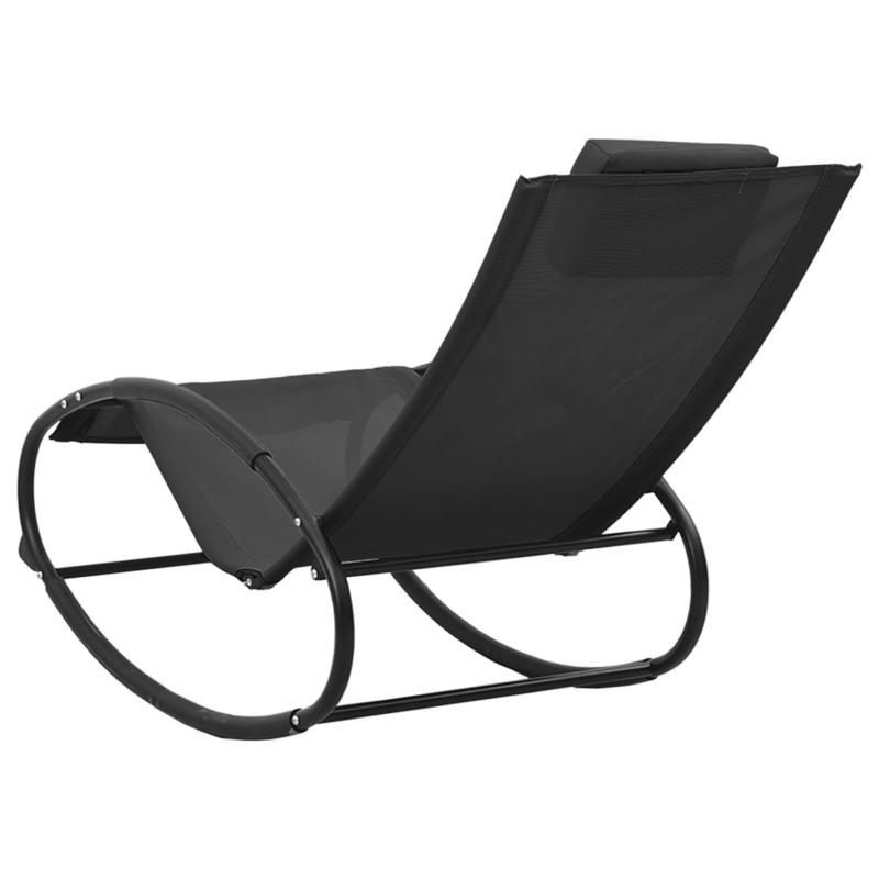 Lounge Chair with Cushion Made of Steel And Textilene in Black, Suitable for Balconies, Terraces, Backyards, Pools, And Beaches.