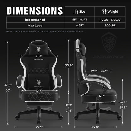 Gamingstoel – Bureaustoel – Computestoel – Racestoel – Zwarte Grijs Groene Gaming Chair – Ergonomisch Met Verstelbare Lendensteun – Voetensteun & Hoge Rugleuning