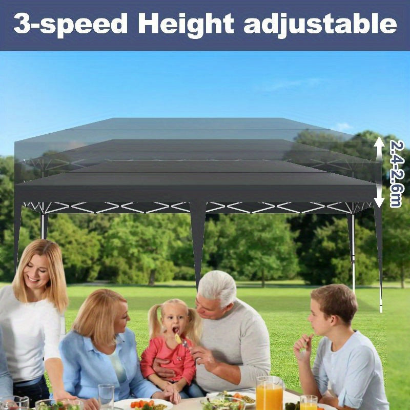 Vouwtent – Partytent – Vouwpaviljoen – Tuinpaviljoen – Pergola – 3x6m – Hoogte Verstelbaar 2,4-2,6m – Stevige Stalen Constructie – Anthraciet