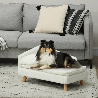 Hondenbank – Kattenbank – Huisdierenbed – Dierenbank – Zacht Kussen – Verwijderbare Wasbare Hoezen – Verhoogd Ontwerp – Polyester Met Katoenen Vulling – Creme – 70 x 42,5 x 38,5 cm – Geschikt Tot 15 kg
