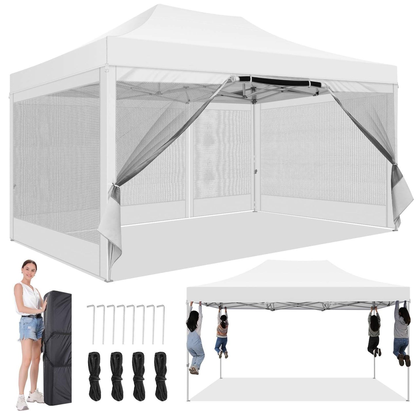 Pop-Up Partytent – Overkapping – Tuintent – Marktstand – Campingtent – 3x4,5 Meter – Aluminium Frame - QUORE