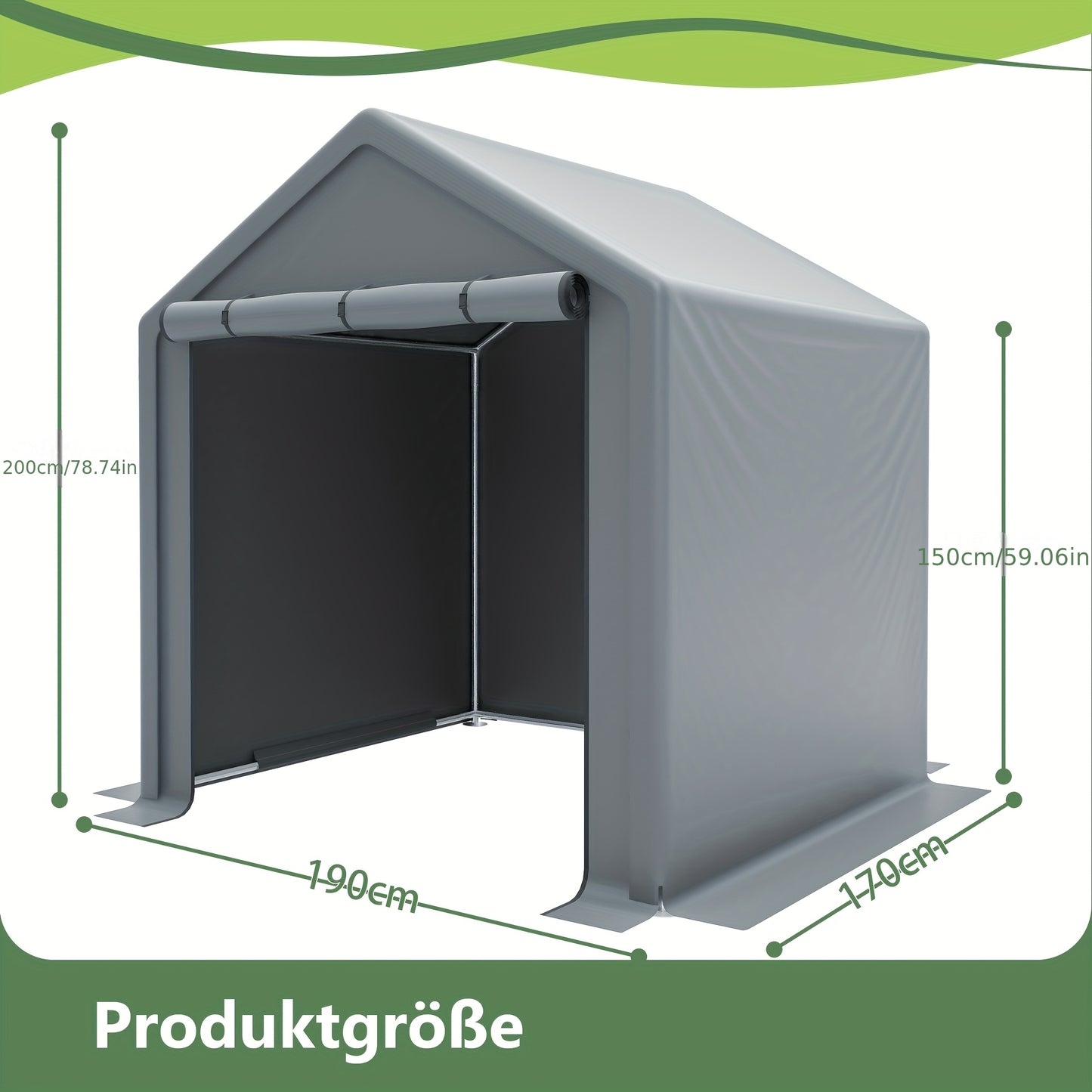 Tool shed 190x170x200cm, bicycle garage, tool shed, garage tent, garden house storage tent bicycle shed tool tent storage garage, dark gray