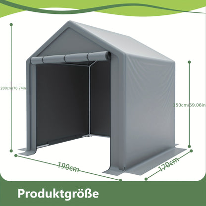 Tool shed 190x170x200cm, bicycle garage, tool shed, garage tent, garden house storage tent bicycle shed tool tent storage garage, dark gray