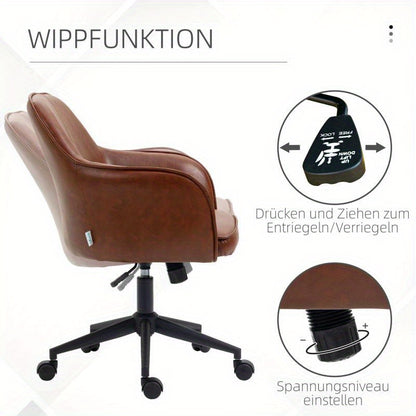 Verstelbare Bureaustoel – Bureaustoel Kantoorstoel – Werkstoel – Bureau Kruk – Ergonomisch – Verstelbare Zithoogte 93-101 cm – Draagvermogen 120 kg – Donkerbruin Kunststof Frame – Aluminium Onderstel – 4 Wieltjes Roterend