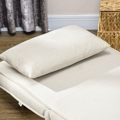 Relaxstoel – Fauteuil – Lounge Stoel – Verstelbare Stoel – Cream Kleur – 6-voudig Verstelbare Rugleuning – Onderhoudsvriendelijke Linnen-Look