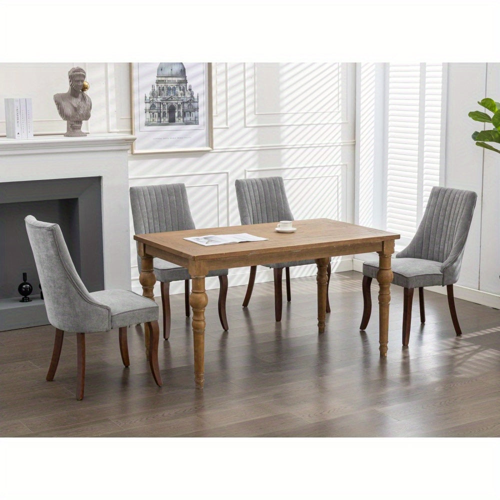 Eetkamerstoelen – Stoelen – Zitstoelen – Keukenstoelen – Eettafelstoelen – Set van 2 Grijze Chenille Stoelen – Comfortabele Schuimvulling – Modern Open Rugdesign