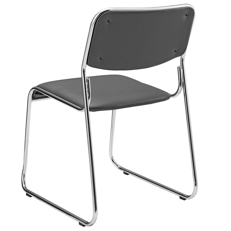 Vergaderstoel – Conferentiestoel – Bureaustoel – Stapelbare Stoel – Kantoormeubilair – Set Van 4 – Ergonomisch Comfort – Metalen Verchroomd Frame