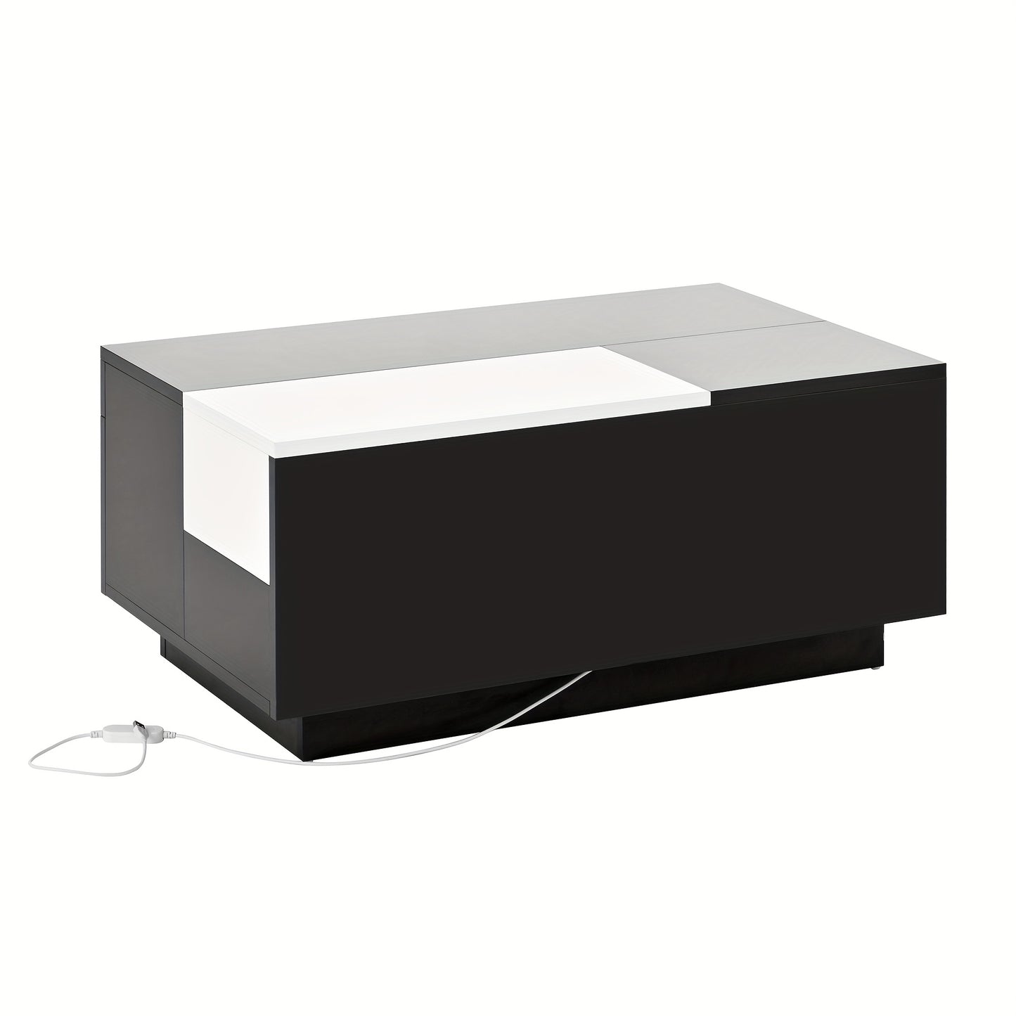 Modern Expandable/Retractable Coffee Table with Black & White Glossy Tabletop, Hidden Storage - Heavy-Duty Metal Frame, Easy Assembly, Space-Saving Convertible Design for Small Spaces, Apartments, Living Room Furniture (No Wo