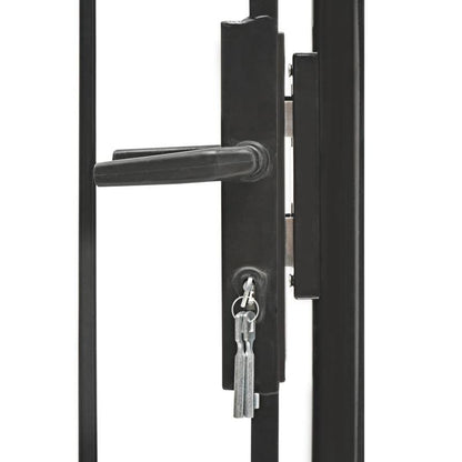 Tuinpoort – Tuindeur – Tuingaas – Hek – Poort – Zwart Stalen Design – 1x1,5 Meter – Eenvoudig Te Monturen – Verhoogde Tuinbeveiliging