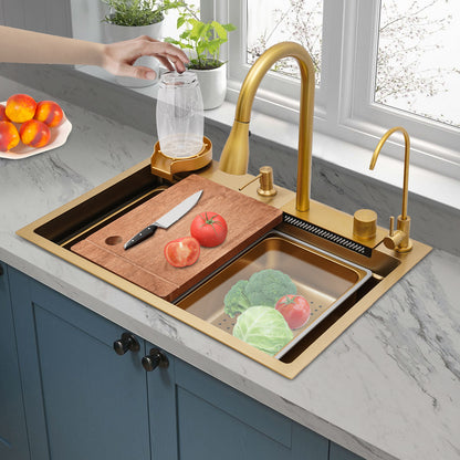 Sink 68cm- Golden, Stainless Steel Golden Rectangular Sink for Kitchens, Restaurants, Cafes, Bars, Hotels