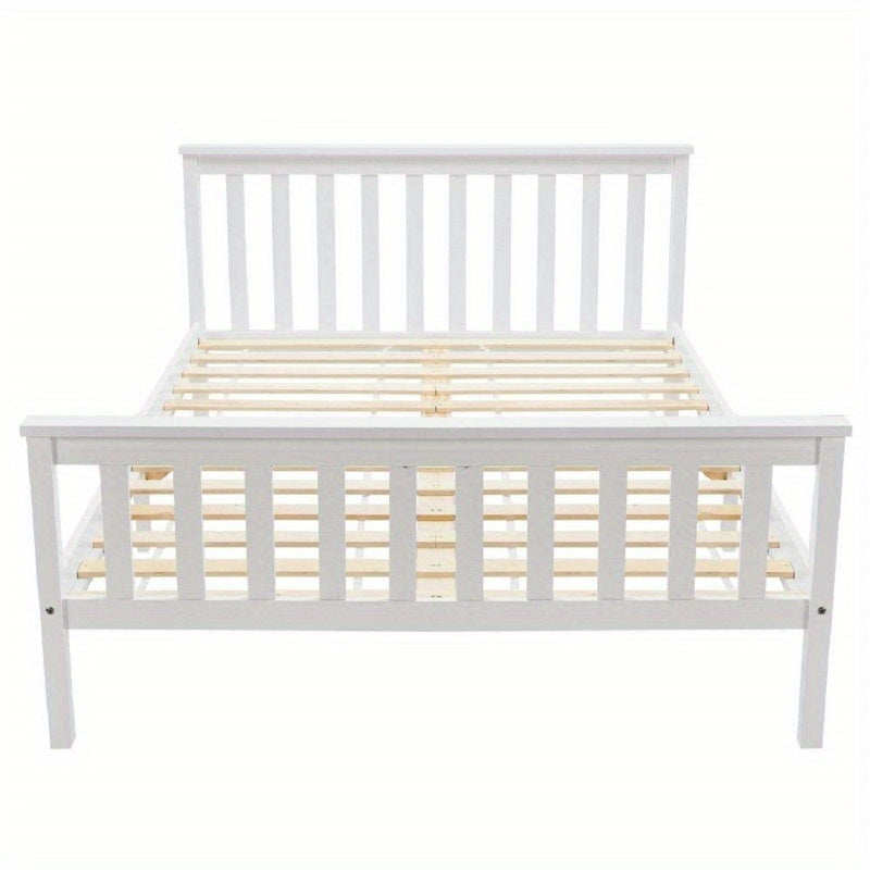 Tweepersoonsbed Wit Vurenhout – Bedframe – Houten Bed – Slaapbank – Bed Met Lattenbodem – 140x200 cm – Massief Hout