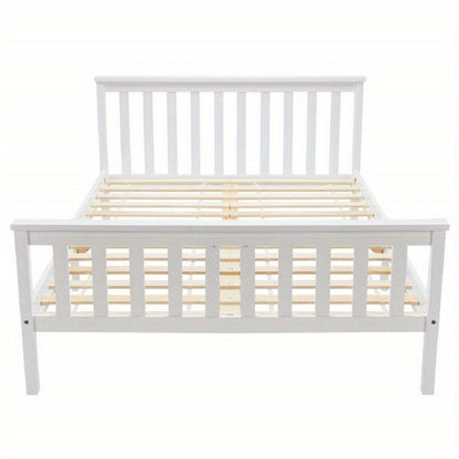 Tweepersoonsbed Wit Vurenhout – Bedframe – Houten Bed – Slaapbank – Bed Met Lattenbodem – 140x200 cm – Massief Hout