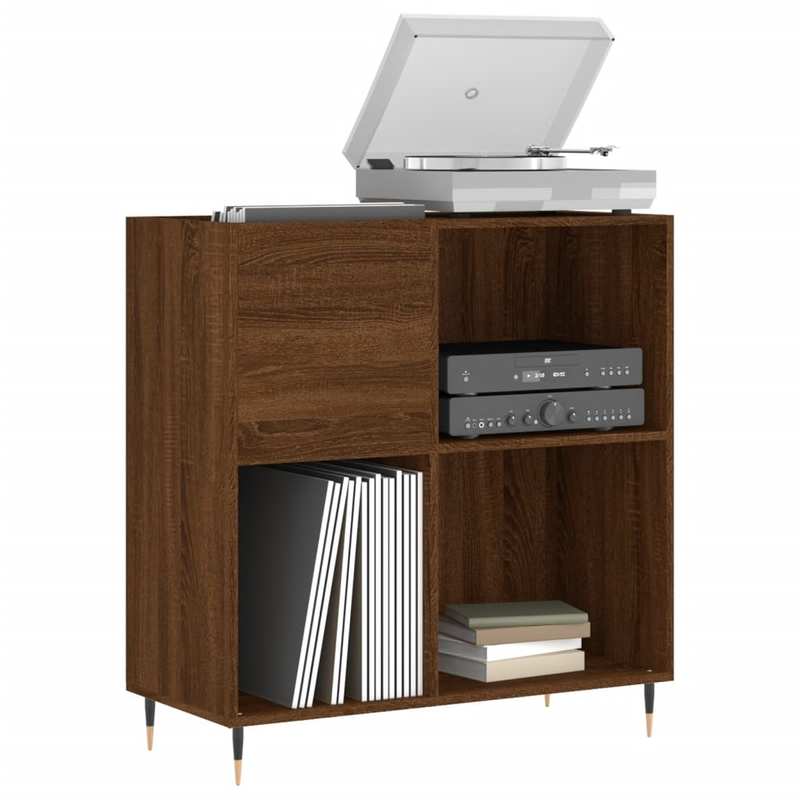 Platenspelerstandaard – Vinylmeubel – Platenkast – Audio Meubel – Bruin Eikenhout – Stevig Multiplex – 84,5x38x89 cm