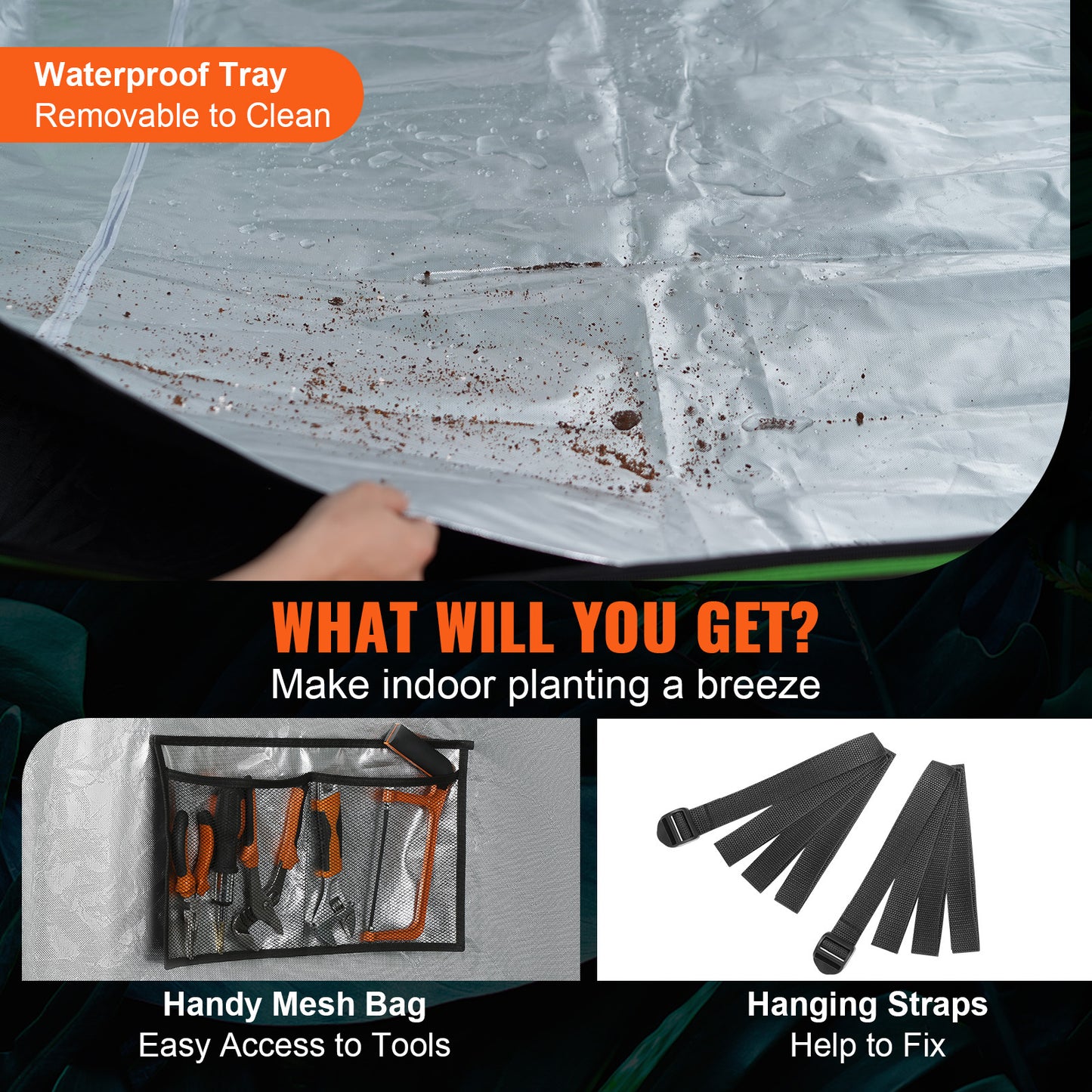 Kweektent – Groeizak – Plantentent – Binnenkweek Tent – Hydroponische Tent – 120x120x80 inch – 600D Mylar Reflecterend Materiaal – Inclusief Observatievenster en Waterdichte Bodemtray