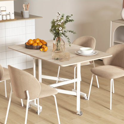 Vouwtafel – Klaptafel – Opvouwbare Tafel – Eettafel – Verrijdbare Tafel – Eikenkleur – Stalen Frame – Geschikt Voor 4-6 Personen – Draaggewicht 50 Kg