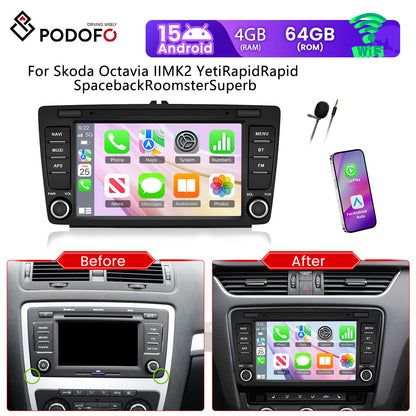 Android Autoradio – Auto Multimedia Systeem – Navigatie Radio – Touchscreen Stereo – 8 Inch Scherm – Android 15 OS – Wireless CarPlay & Android Auto – 4GB RAM + 64GB Opslag