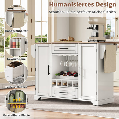 Keukentrolley – Keukenkast – Serveerwagen – Keukenwagen – Opbergtrolley – Uitklapbaar Werkblad – 138x45(70)x92 cm – Melamine Hout & Metaal