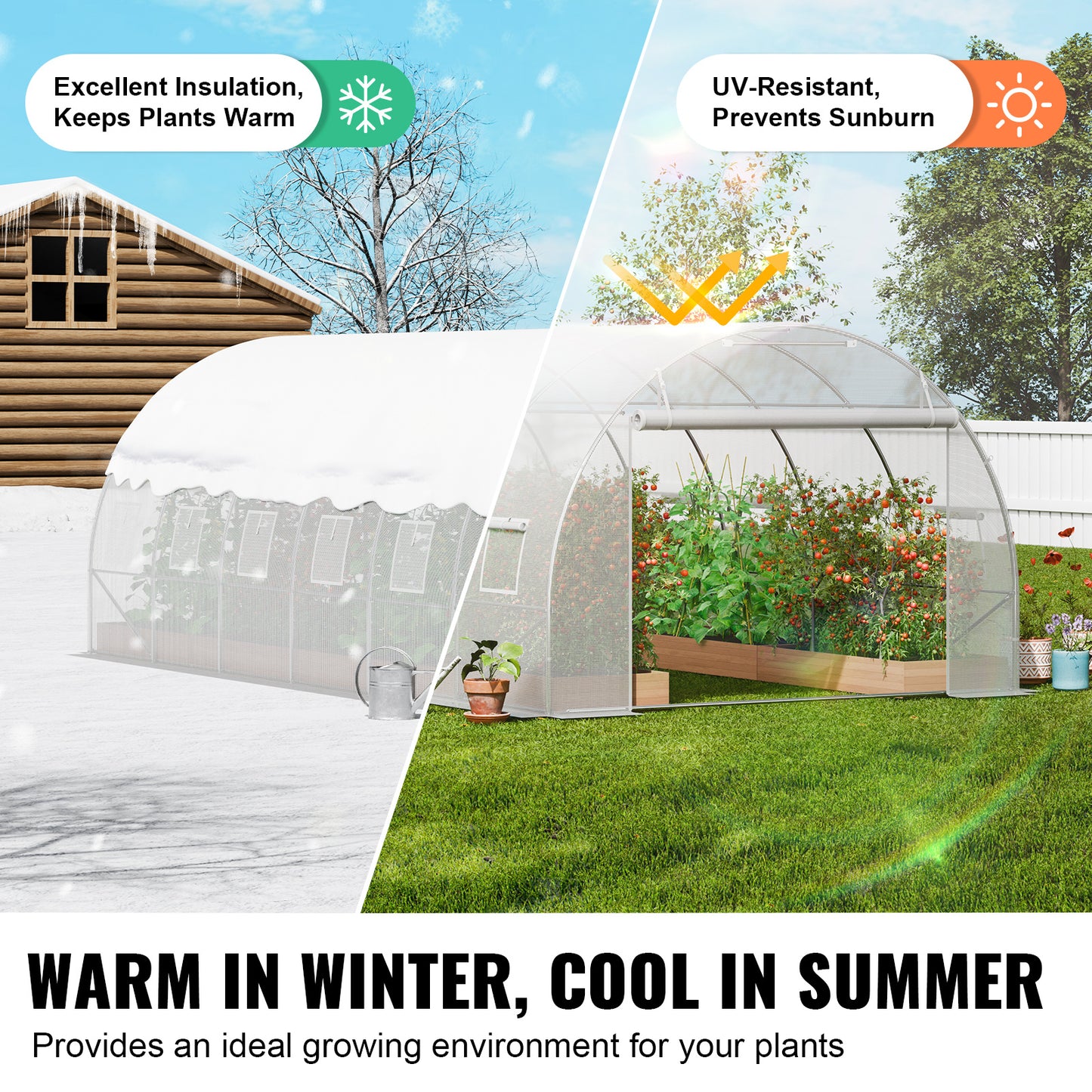 Kweekkas – Tuinkas – Broeikas – Tunnelkas – Serre – Groot Walk-In Ontwerp – Gegalvaniseerd Stalen Frame – 140g/m² PE Waterdichte Cover