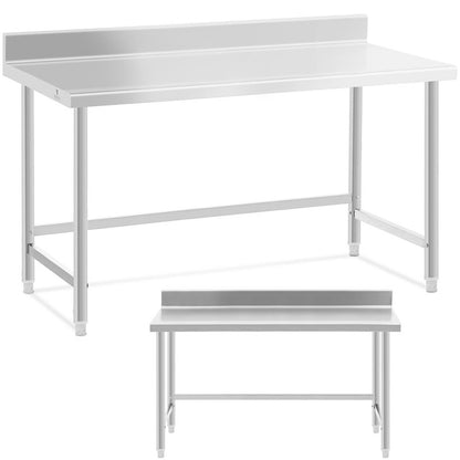 Roestvrijstalen Werktafel – RVS Werkbank – Keukentafel – Opbergtafel – Werkbank Garage – 150x70 cm – Opstaande Rand – Stabiel en Hygiënisch