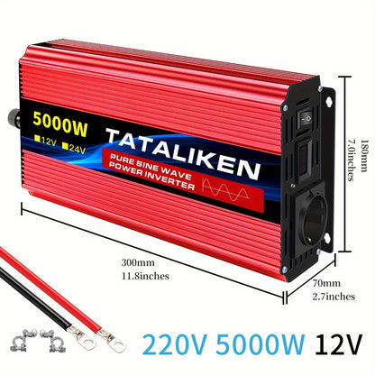 Omvormer – Spanningsomvormer – Inverter – Power Converter – DC naar AC – 5000W Vermogen – Pure Sinusgolf