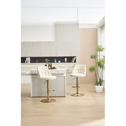 Barkrukken – Barstoelen – Keukenkrukken – Barkruk Set – Hoge Stoelen Beige – Verstelbare Zithoogte – Comfortabele Rugleuning en Voetensteun