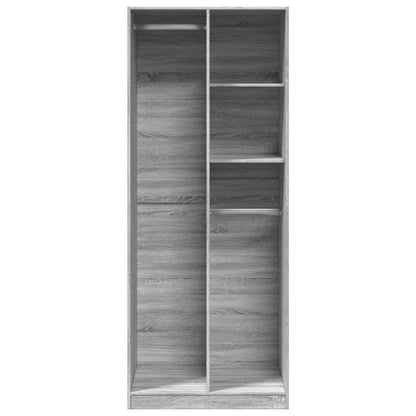 Kledingkast – Garderobekast – Opbergkast – Dressoirkast – Kast – Grijs Sonoma Eiken – Behandeld Hout – Compact en Ruim 80x50x200 cm
