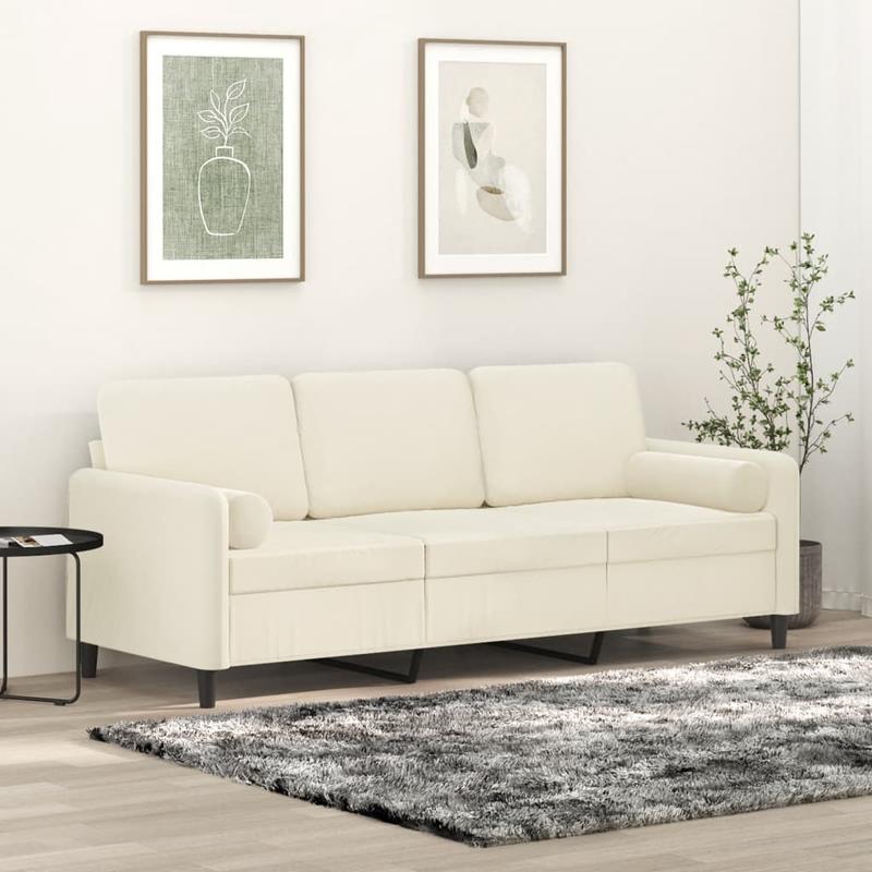 3-Zits Bank – Driezitsbank – Sofa – Zitbank – Hoekbank – Crème Beige – Robuust Hardhouten Frame – Comfortabele Schuimvulling