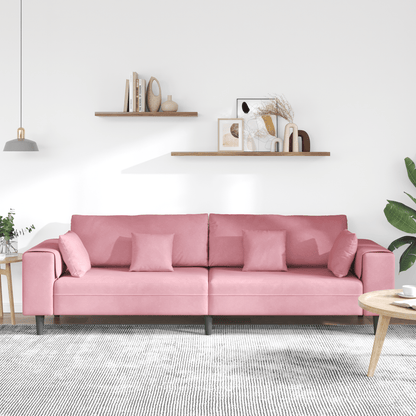 Velvet Bank – Fluwelen Sofa – Zitbank – Loungebank – Woonkamerbank – Gele Kleur – Inclusief Ottoman – Stevig Houten Frame