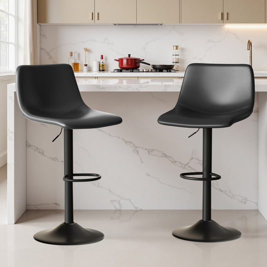 Barkrukken – Barkruk – Barstoelen – Keukenkruk – Barstoeltje – Zwarte Barkrukken Set Van 2 – Verstelbare Zithoogte – 360° Draaibaar Met Kunstleren Zitting