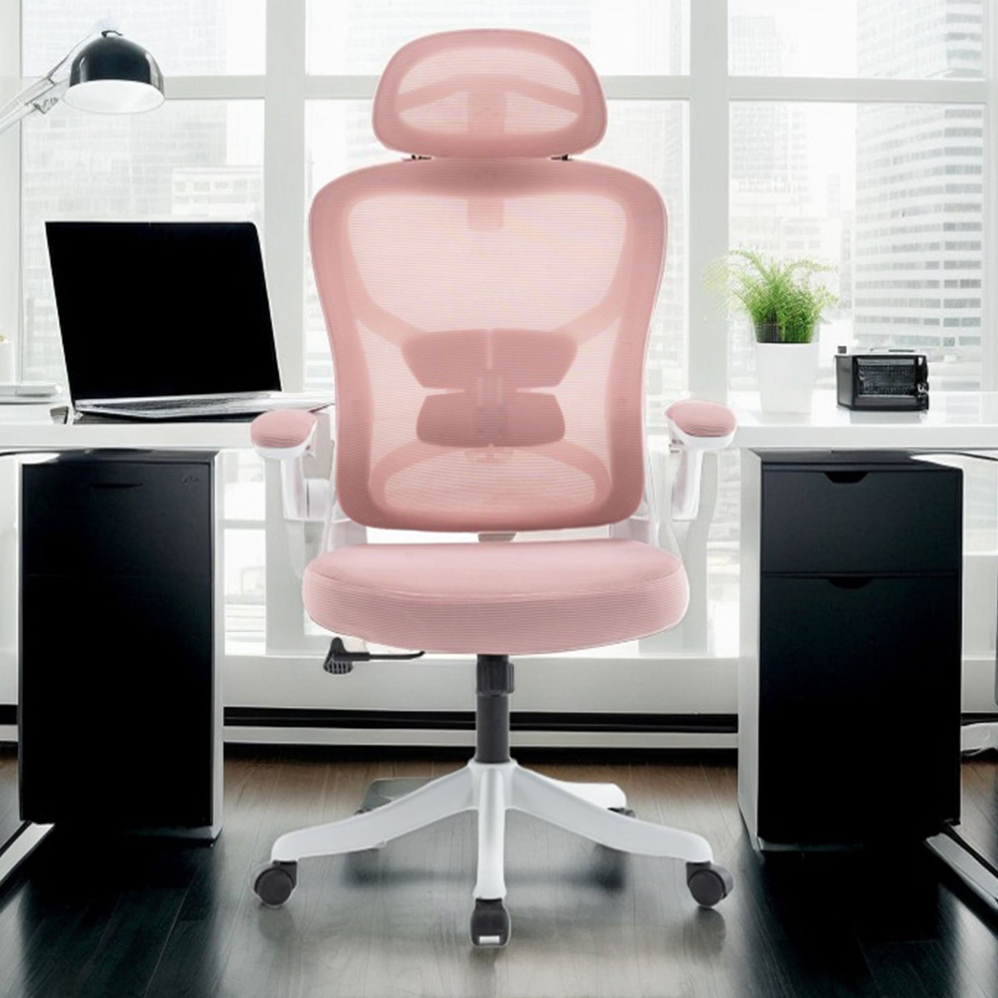 Ergonomic Office Chair, Desk Chair with Adjustable Headrest, Armrests, Lumbar Support, Swivel Chair, Rocker Function, Mesh Executive Chair, Back-Friendly, Office Chair 150 kg