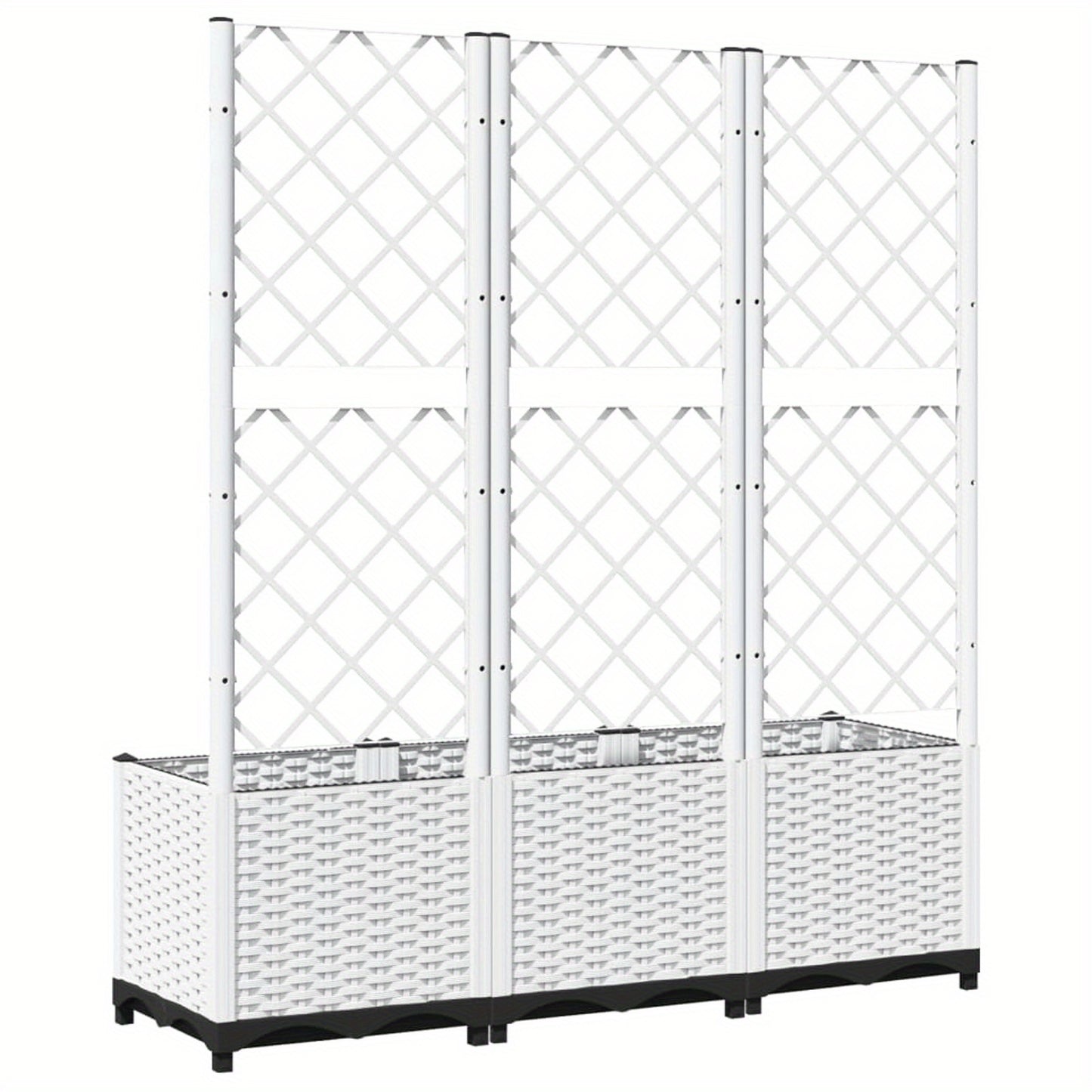 Plantenbak Met Witte Spalier – Bloembak – Kruidenbak – Plantcontainer – Tuinbak – 120x40x136 cm – Weerbestendig PP Materiaal