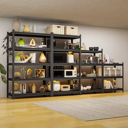 Stalen Schap – Opbergkast – Opslagrek – Stellingkast – Werkplaatsrek – 5 Laags – Zwart Koolstofstaal – Hoog Draagvermogen 198x120x50 cm