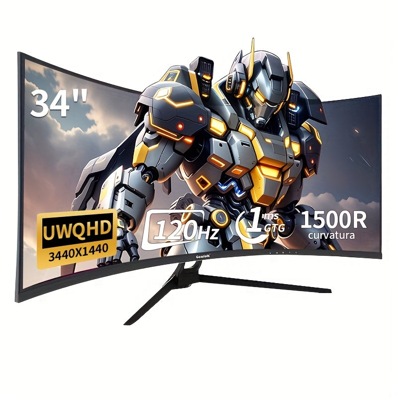34-inch Curved Monitor – Ultrawide Scherm – Gaming Monitor – PC Monitor – UWQHD Display – 3440x1440 Resolutie – 120Hz Verversingssnelheid – 165Hz Reactietijd