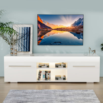 TV-kast – Tv-meubel – Mediameubel – Tv-dressoir – Entertainmentmeubel – Modern Wit Hoogglans – LED Sfeerverlichting – Ruime Opbergruimte – 130 cm – USB-aansluiting