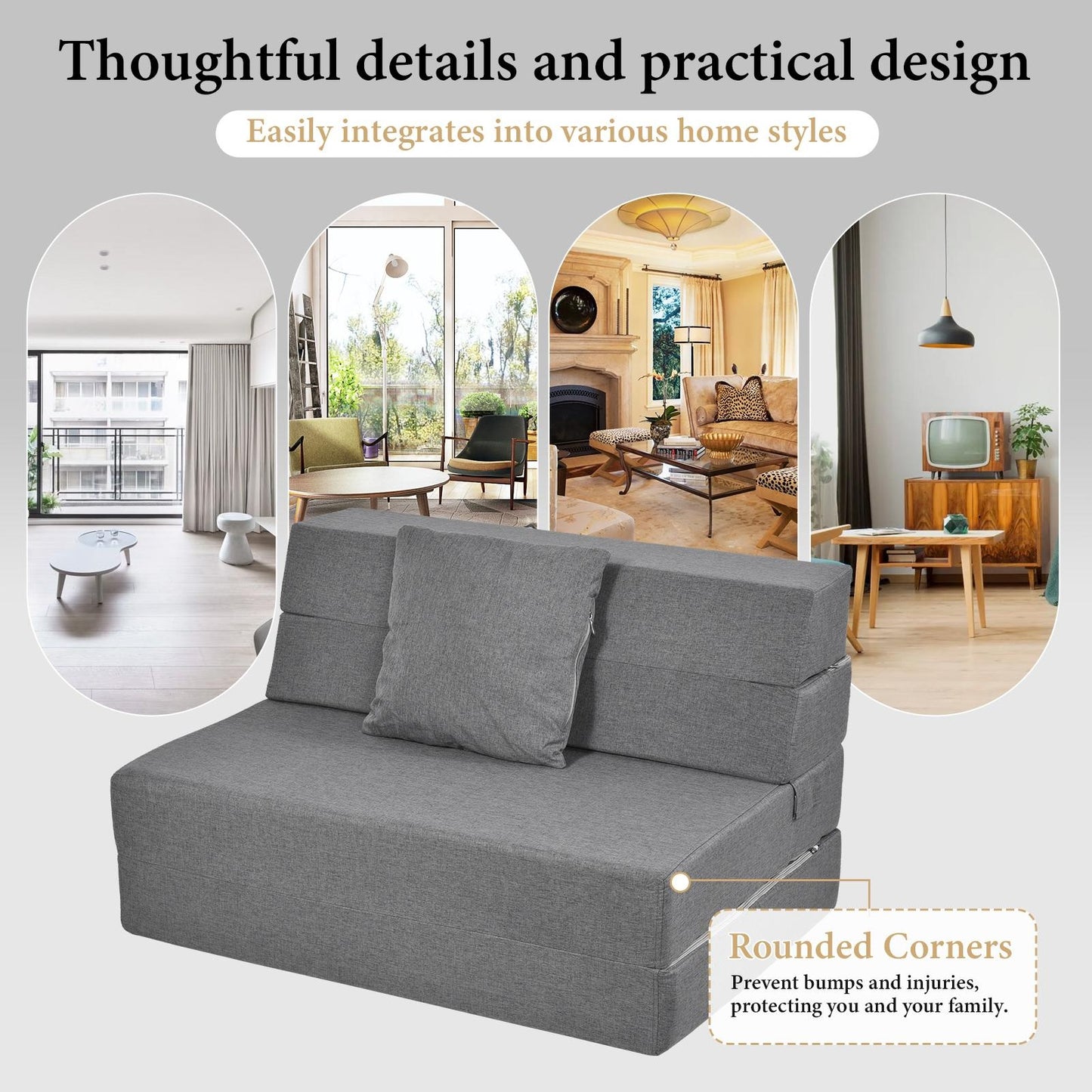 Slaapbank – Bedbank – 2-Zits Sofa – Logeerbed – Zitzak – Opvouwbaar – Donkergrijs Linnen – Compact & Comfortabel 100x200 cm