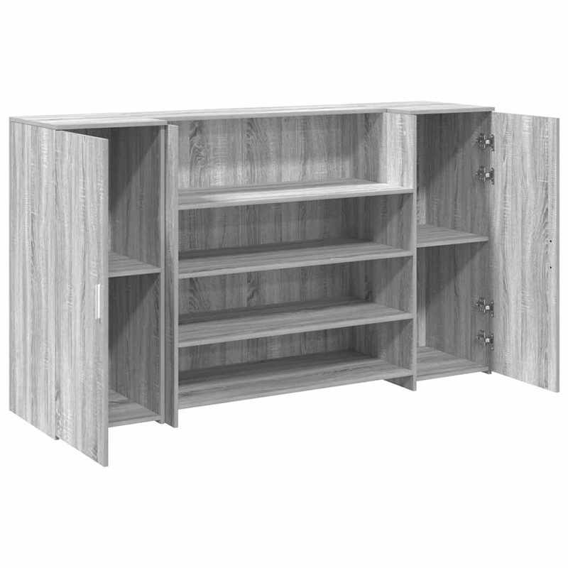 Receptiebalie – Ontvangstbalie – Balie – Kantoorbalie – Houten Balie – Ruim Werkblad 180x50x103,5 cm – Duurzaam Houtfineer Grijs-Wit